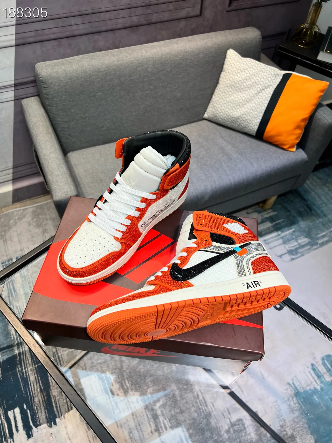 Nike x Off-White Air Jordan 1 Crystal Orange tênis de basquete 8