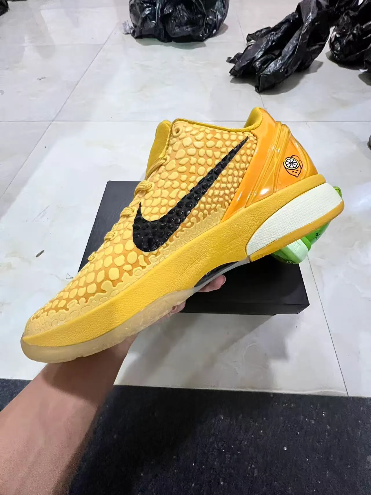 Nike Yellow Black High-Top Textured Pebbled Upper Basketball Shoes 5