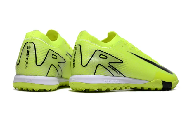 Nike Sapatos de futebol Turf com upper de knit neon amarelo e preto Swoosh e contraforte de calcanhar 5