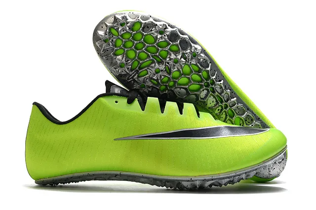 Nike Chaussures de course à tige en maille jaune vert, low-cut, midsole en nid d'abeille 9