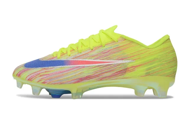 Nike أصفر متعدد الألوان منخفض القطع Flyknit علوة Iridescent Translucent Ground Firm أحذية كرة القدم 6