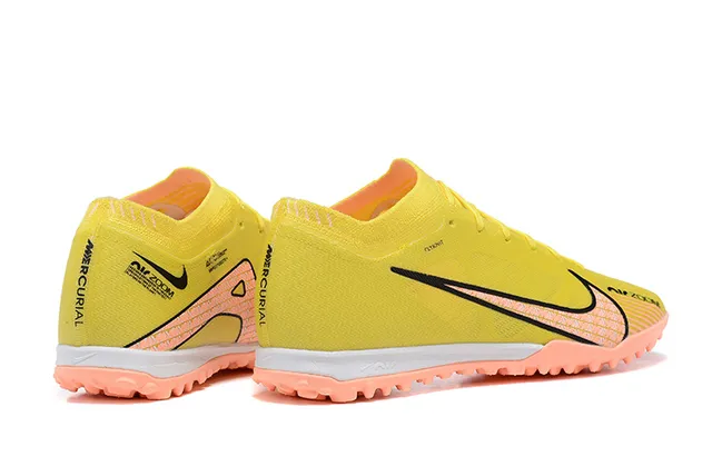 Nike Yellow Orange Flyknit Upper Peach Studs Turf Soccer Shoes 5