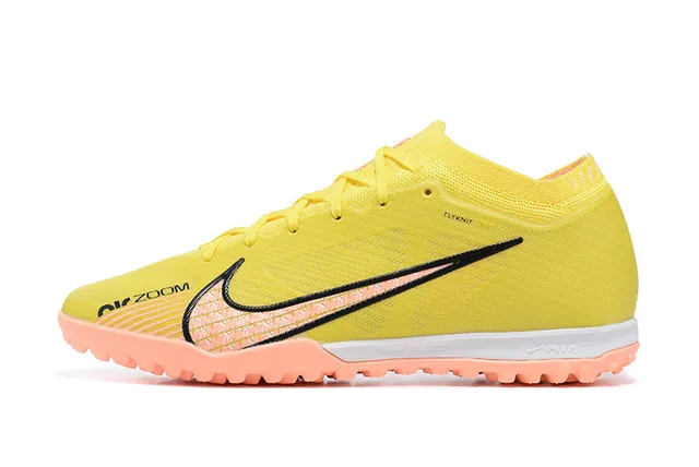 Nike Yellow Orange Flyknit Upper Peach Studs Turf Soccer Shoes 10