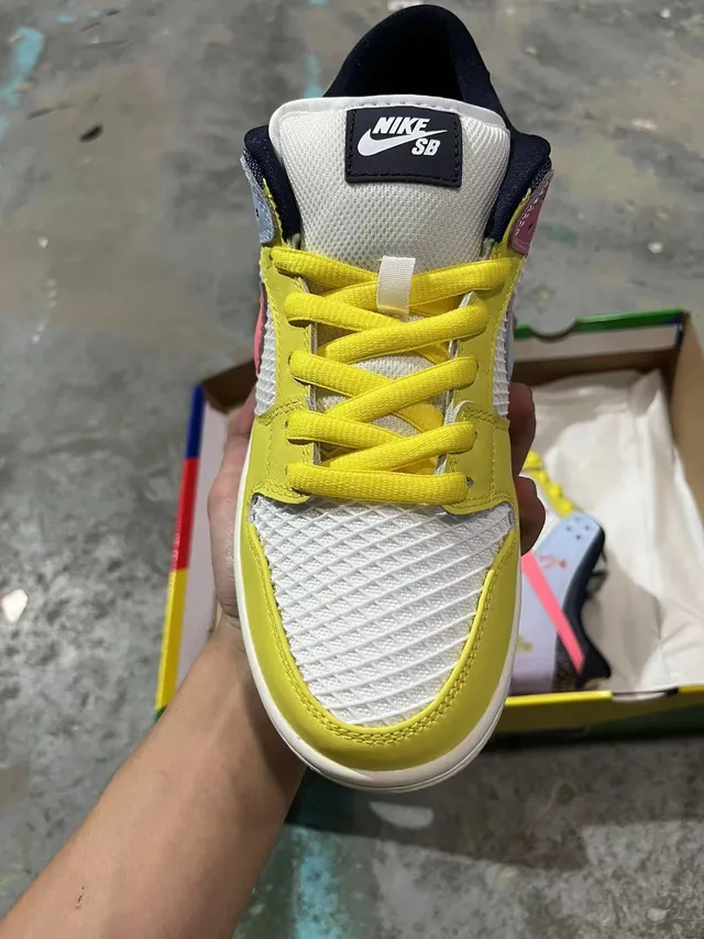 Nike Chaussures de Skateboard Low-Top Maillage Perforé Jaune Rose 3