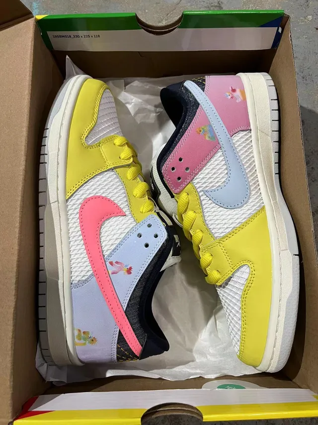 Nike Chaussures de Skateboard Low-Top Maillage Perforé Jaune Rose 8