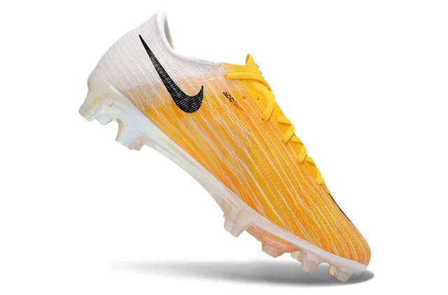 Nike Yellow White Flyweave Knit Upper Translucent Air Zoom Outsole Firm-Ground Soccer Shoes 2
