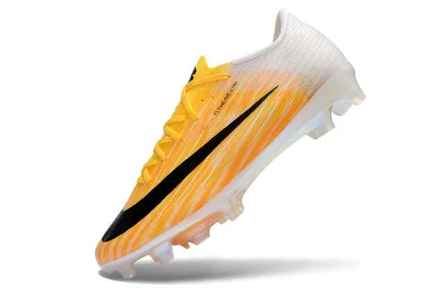 Nike Yellow White Flyweave Knit Upper Translucent Air Zoom Outsole Firm-Ground Soccer Shoes 3