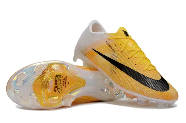 Nike Yellow White Flyweave Knit Upper Translucent Air Zoom Outsole Firm-Ground Soccer Shoes 4