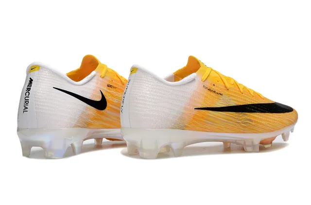 Nike Yellow White Flyweave Knit Upper Translucent Air Zoom Outsole Firm-Ground Soccer Shoes 5