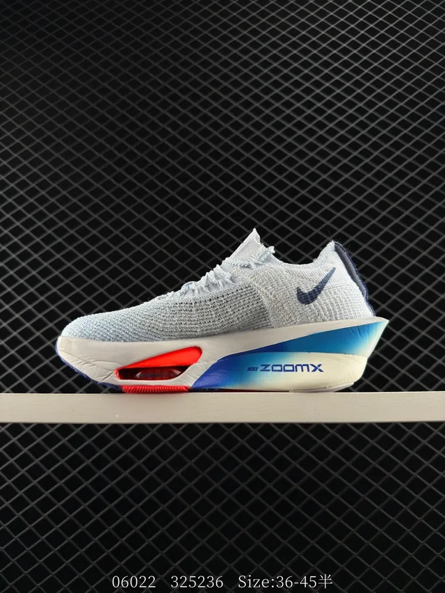 Nike ZoomX Gris Azul Parte superior de Knit ingenieril Talón de aire visible Unidad Zapatos de running 6