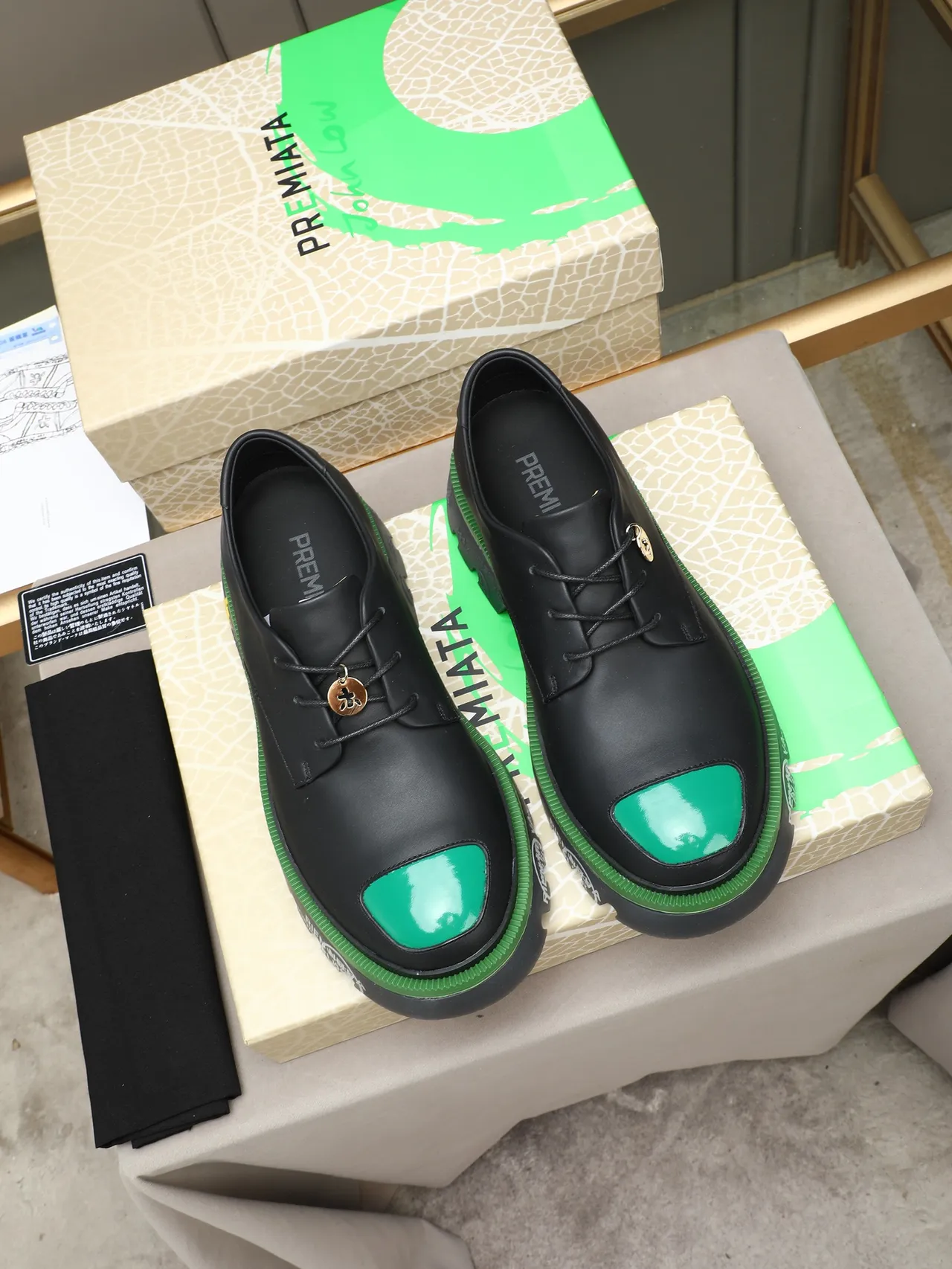 Off-White Air Force أسود أخضر مفكك كعب سميك دربي حذاء 3