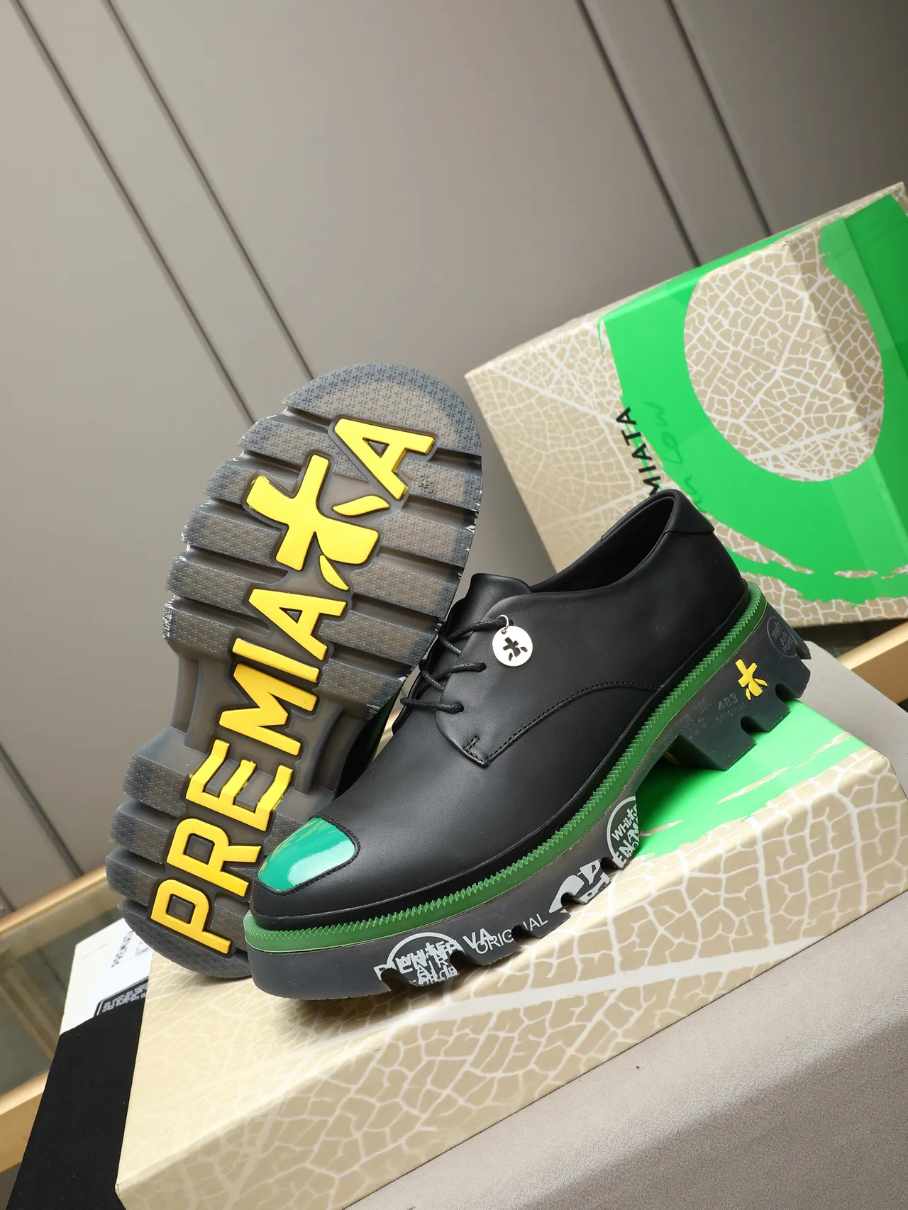 Off-White Air Force أسود أخضر مفكك كعب سميك دربي حذاء 4