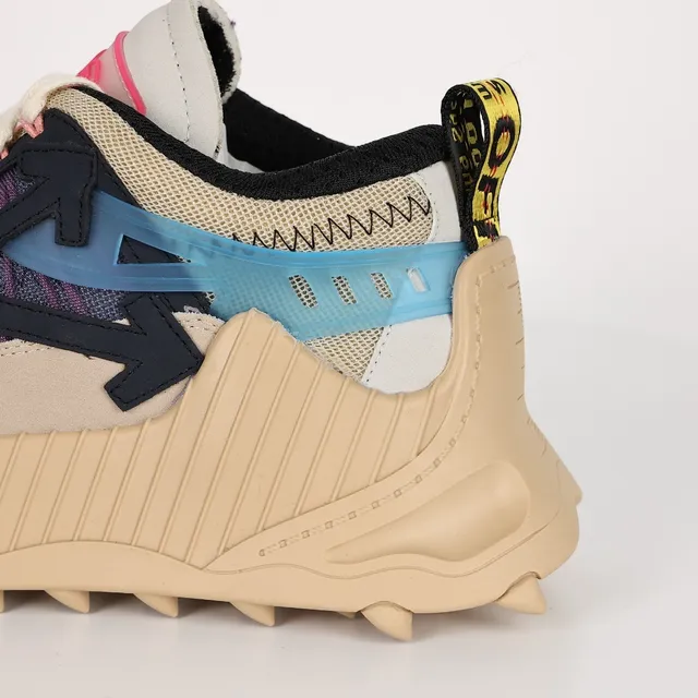 Off-White Beige Marine Motif Flèche Diagonale Détail Zip-Tie Industriel Sneakers Épaisses 4