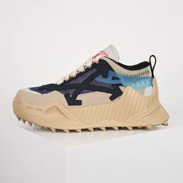 Off-White Beige Marine Motif Flèche Diagonale Détail Zip-Tie Industriel Sneakers Épaisses 8