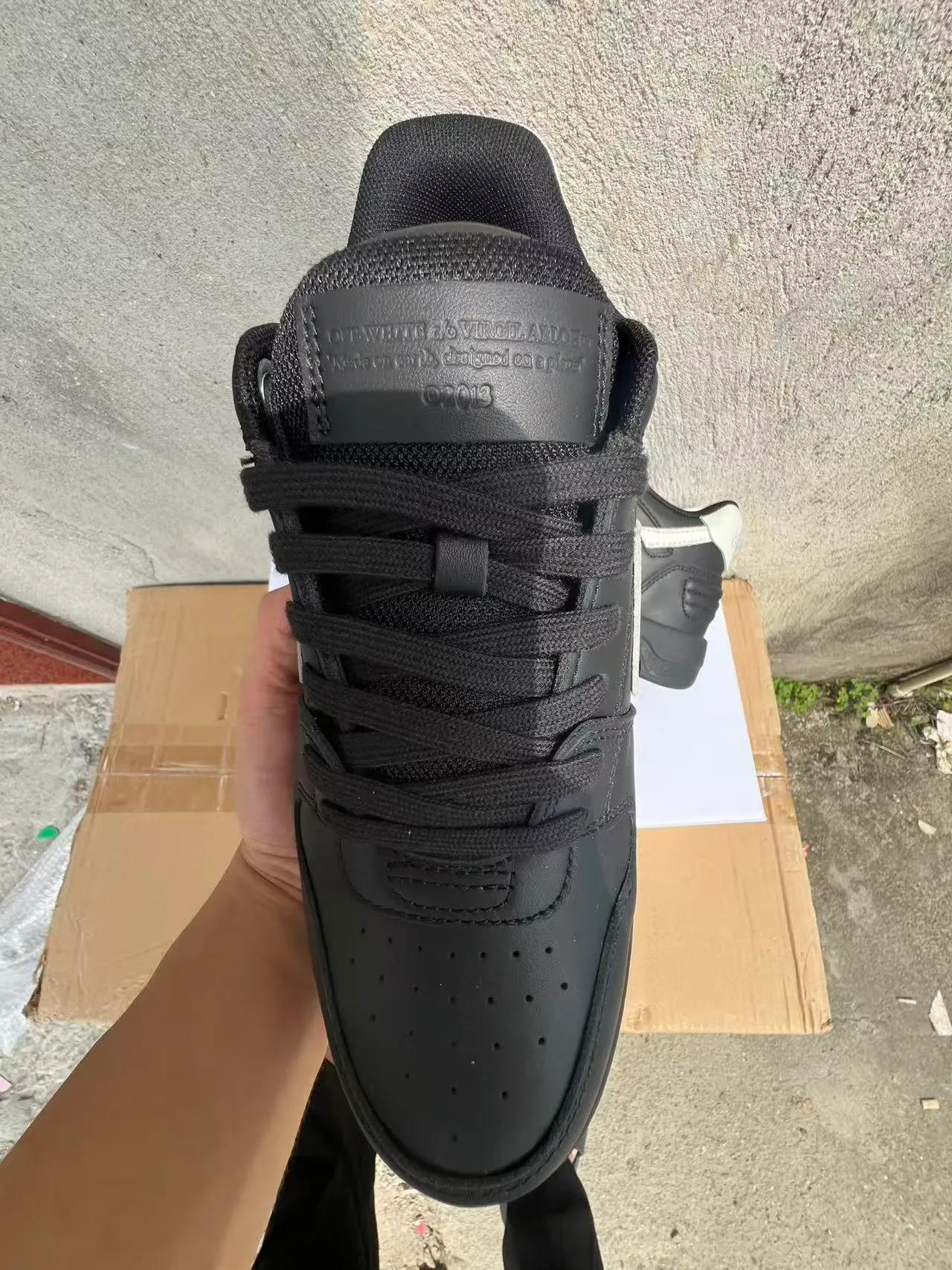 Off-White Preto Logo de seta diagonal Solado esculpido chunky Tênis lifestyle 3
