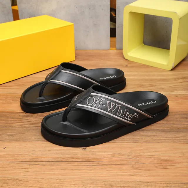 Off-White Black Embroidered Strap Platform Slippers 2