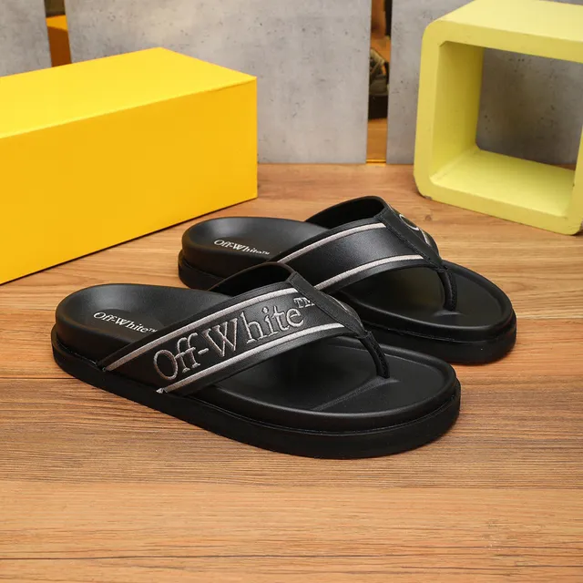 Off-White Black Embroidered Strap Platform Slippers 3