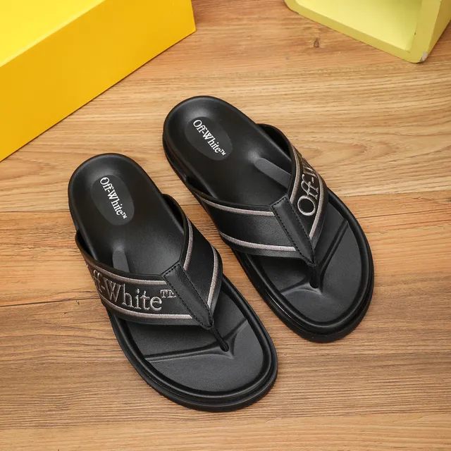 Off-White Black Embroidered Strap Platform Slippers 7