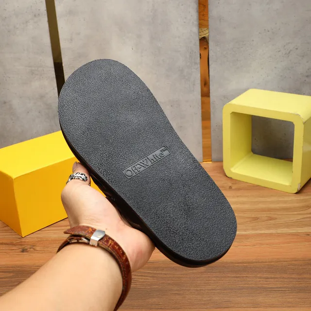 Off-White Black Embroidered Strap Platform Slippers 9
