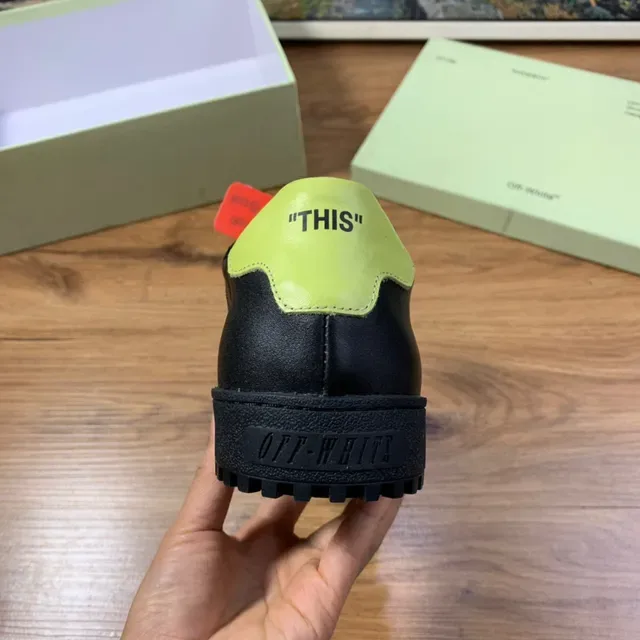 Off-White Noir Vert Daim et Cuir Supérieur Lacets Néo Chaussures Lifestyle 3