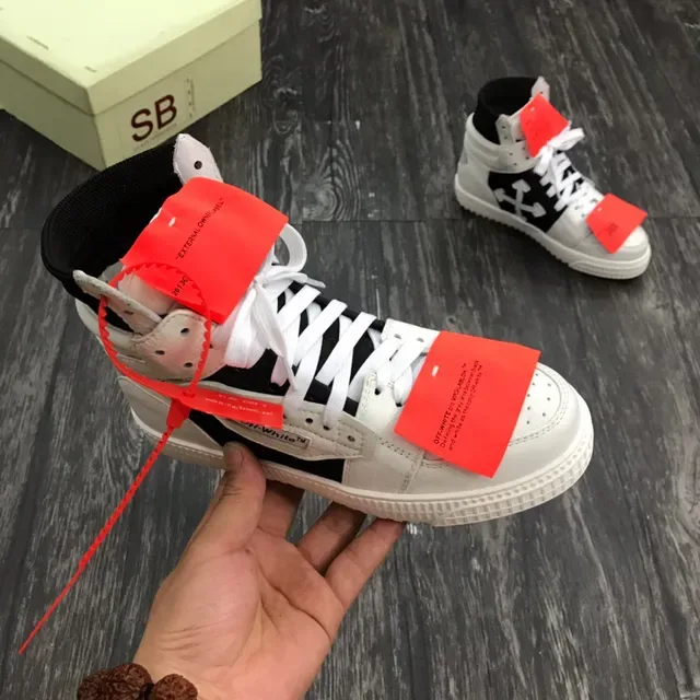 أحذية Off-White أسود عالية الارتفاع مع تفاصيل صناعية للنمط الحياتي 6