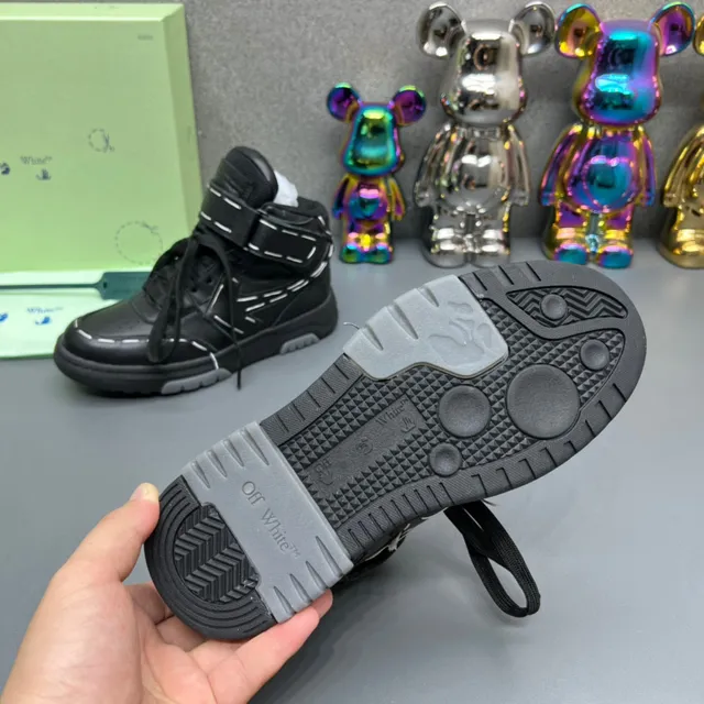 Off-White أسود high-top نظام الشريط الصناعي حذاء أسلوب حياة 2
