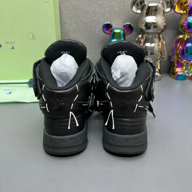 Off-White أسود high-top نظام الشريط الصناعي حذاء أسلوب حياة 3