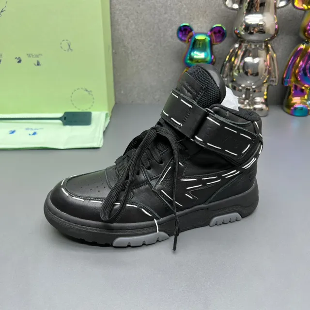 Off-White أسود high-top نظام الشريط الصناعي حذاء أسلوب حياة 4