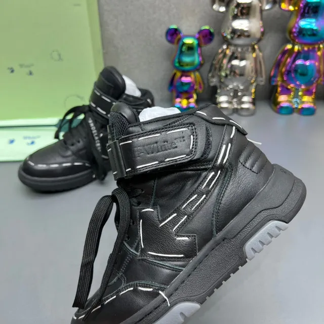 Off-White أسود high-top نظام الشريط الصناعي حذاء أسلوب حياة 5