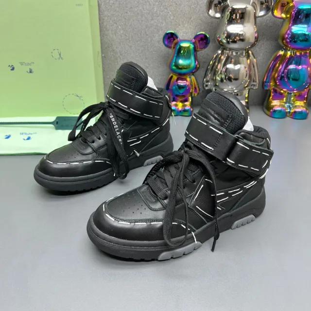 Off-White أسود high-top نظام الشريط الصناعي حذاء أسلوب حياة 8