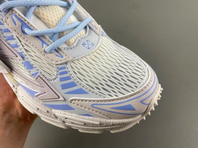 Off-White Blue Platform Sole Layered Synthetic Cage Chunky Sneakers 2