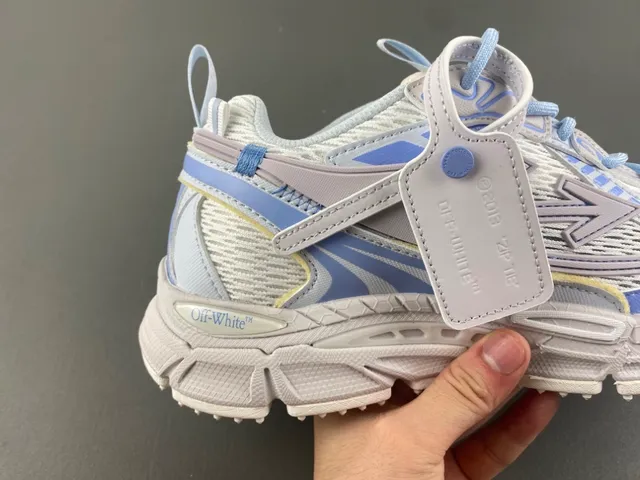 Off-White Blue Platform Sole Layered Synthetic Cage Chunky Sneakers 3