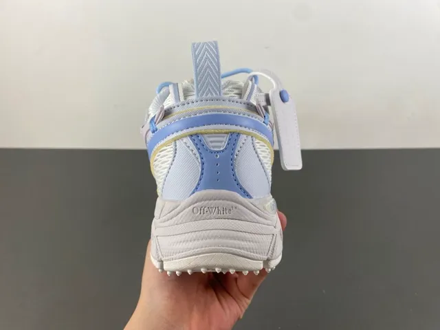 Off-White Blue Platform Sole Layered Synthetic Cage Chunky Sneakers 4