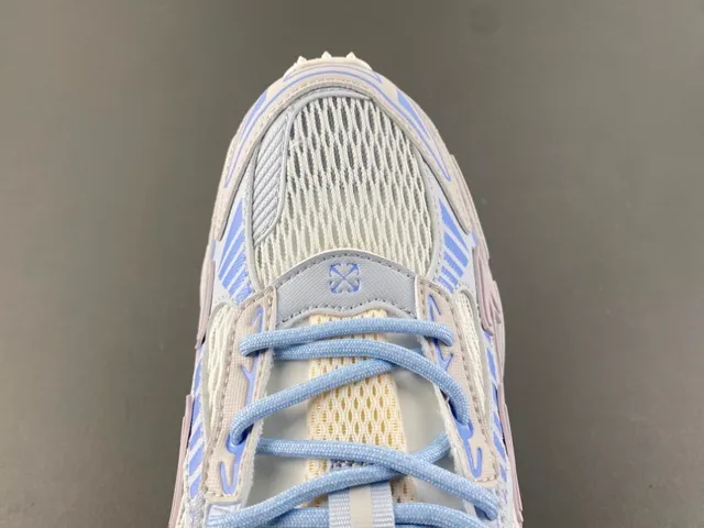 Off-White Blue Platform Sole Layered Synthetic Cage Chunky Sneakers 5