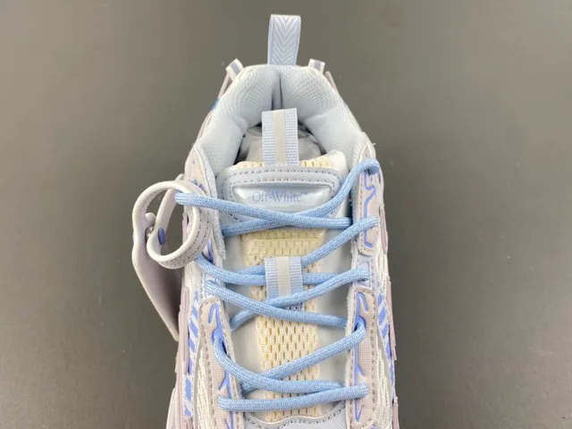Off-White Blue Platform Sole Layered Synthetic Cage Chunky Sneakers 6