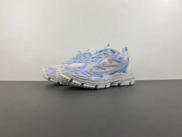 Off-White Blue Platform Sole Layered Synthetic Cage Chunky Sneakers 10