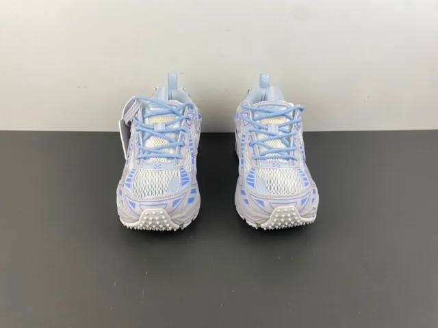 Off-White Blue Platform Sole Layered Synthetic Cage Chunky Sneakers 11