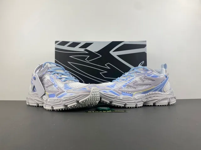 Off-White Blue Platform Sole Layered Synthetic Cage Chunky Sneakers 13