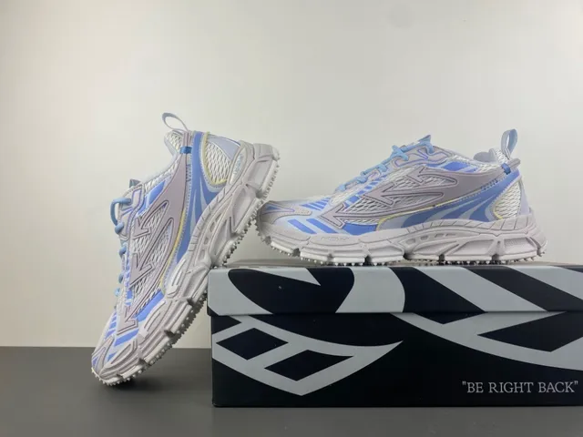 Off-White Blue Platform Sole Layered Synthetic Cage Chunky Sneakers 14