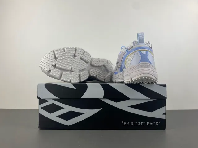 Off-White Blue Platform Sole Layered Synthetic Cage Chunky Sneakers 16