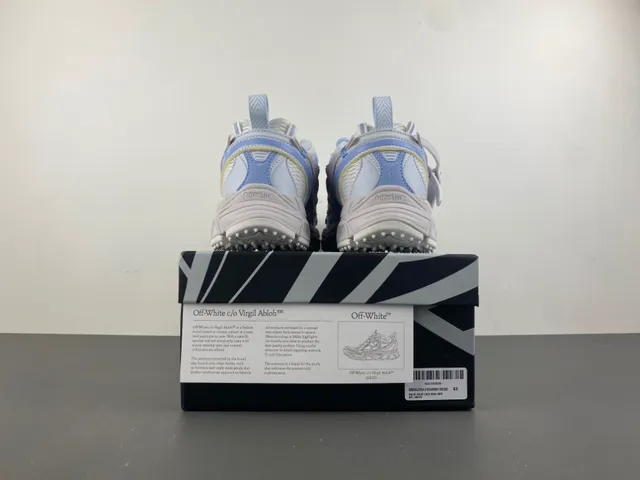 Off-White Blue Platform Sole Layered Synthetic Cage Chunky Sneakers 17