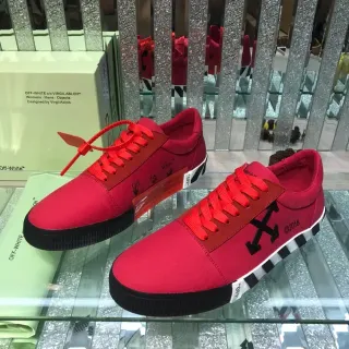 Off-White Diagonal Arrow Red Canvas Lifestyle Sneakers