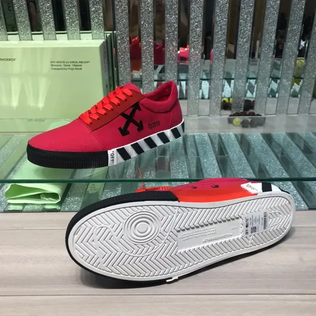 Off-White Diagonal Arrow Red Canvas Lifestyle Sneakers 2