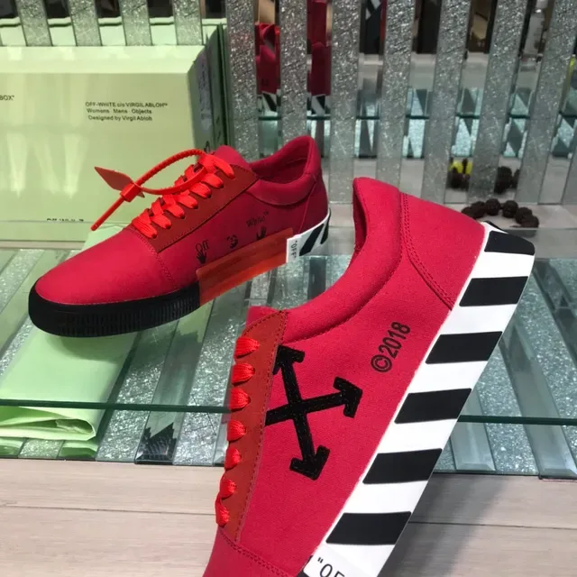 Off-White Diagonal Arrow Red Canvas Lifestyle Sneakers 6