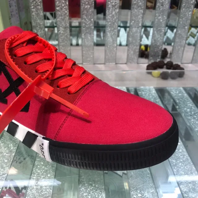 Off-White Diagonal Arrow Red Canvas Lifestyle Sneakers 7
