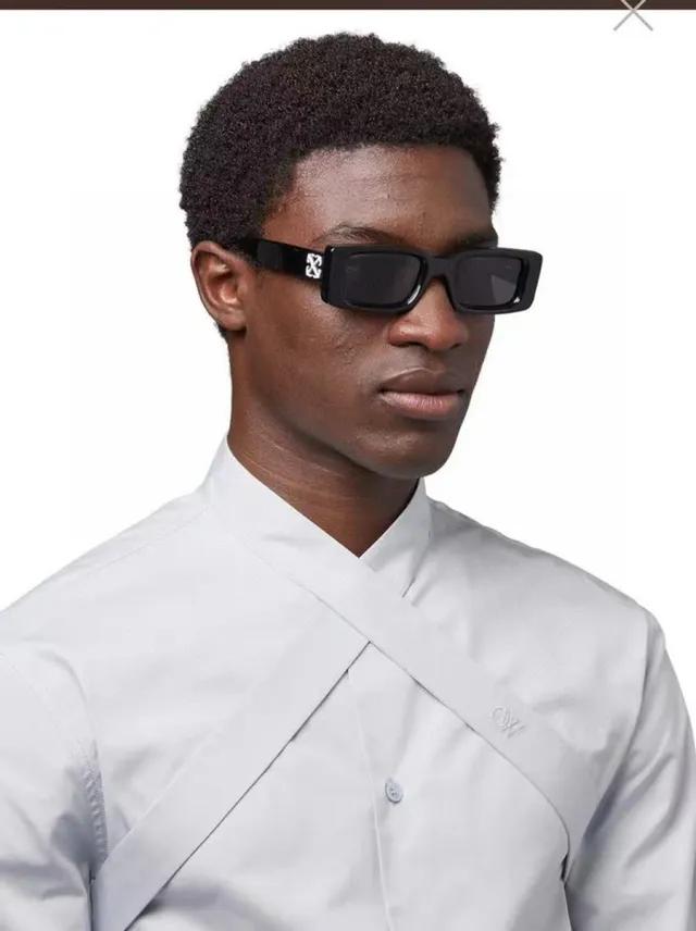 Off-White Oeri127 Arthur Monture Noire Lentille Verte Lunettes de soleil 3