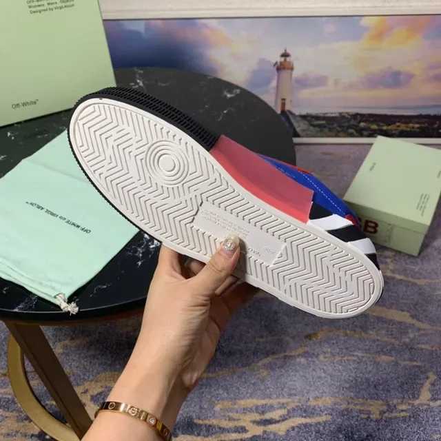 Off-White Red Blue Deconstructed Paneling Industrial Stripe Midsole Lifestyle Sneakers 2