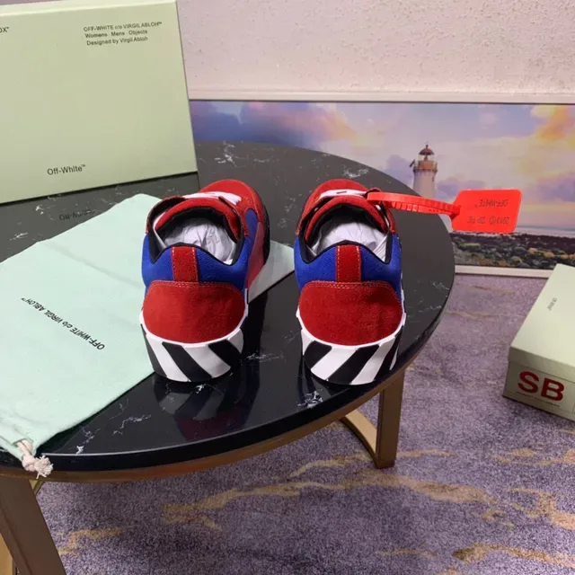 Off-White Red Blue Deconstructed Paneling Industrial Stripe Midsole Lifestyle Sneakers 3