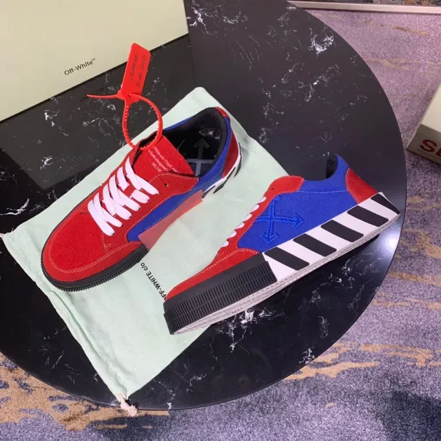 Off-White Red Blue Deconstructed Paneling Industrial Stripe Midsole Lifestyle Sneakers 5