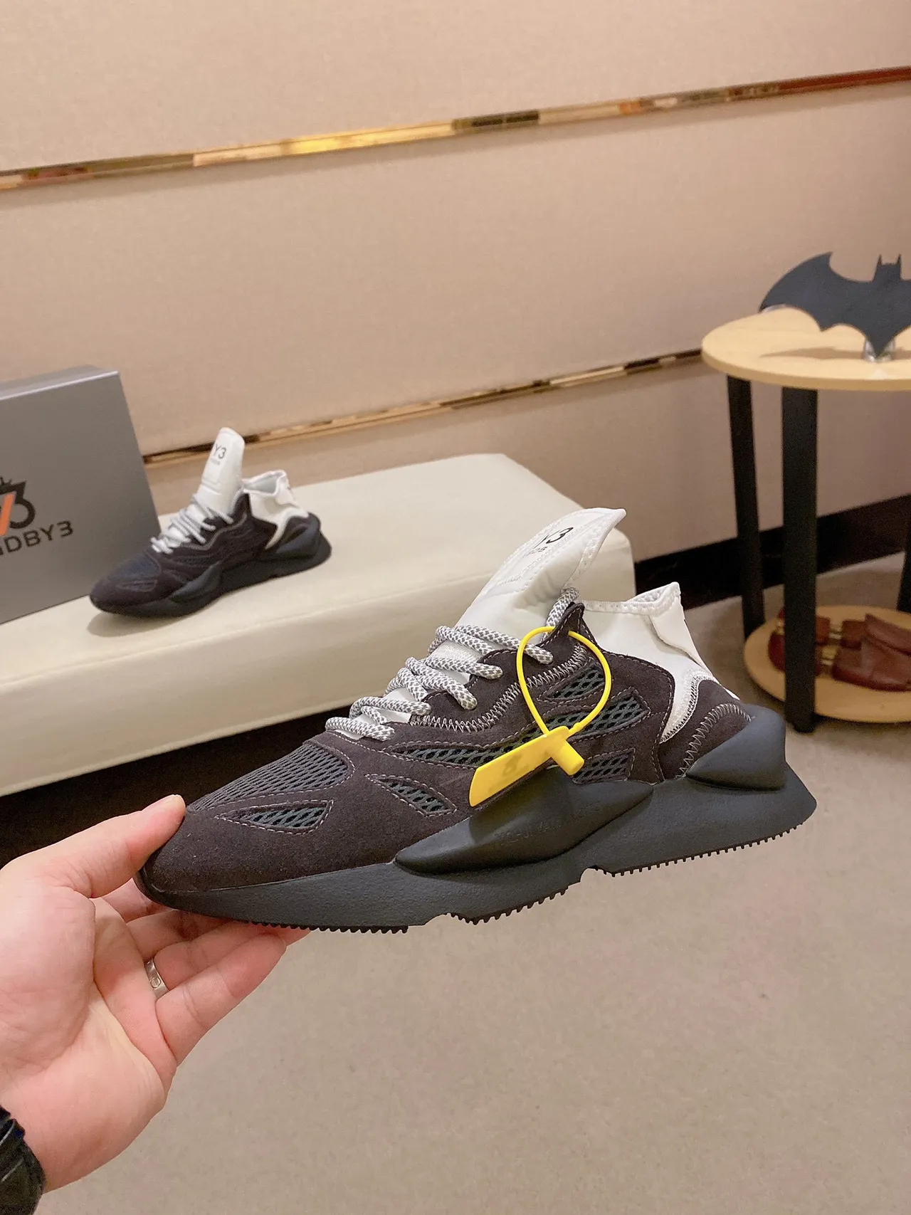 Off-White Runner Marron Blanc Noir Jaune Col à Zip Sneaker à grosses semelles 7